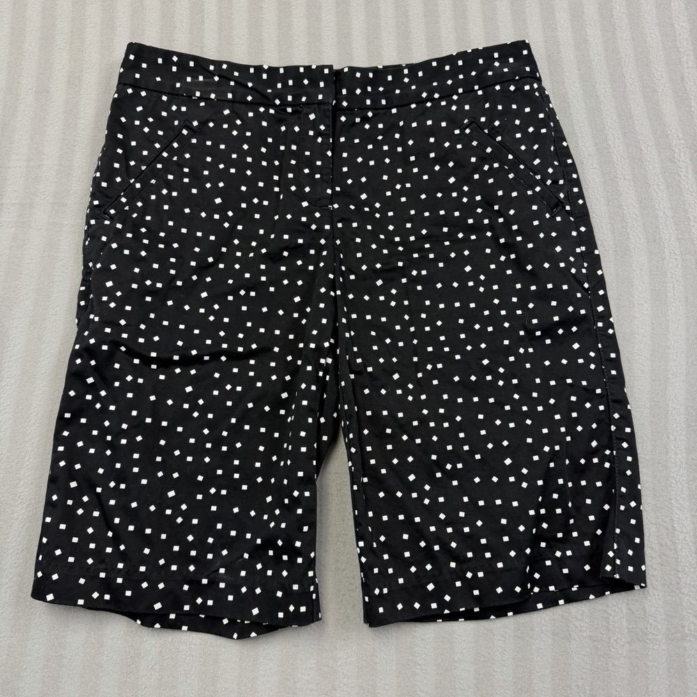 Izod Stretch Golf Shorts Womens Adult Size4 White Geometric Square Print